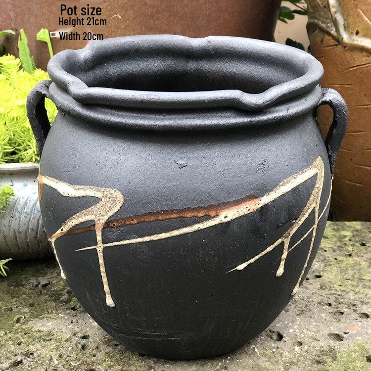 Retro Ceramic Zisha Pot: Large Succulent Planter with Rustic Personality