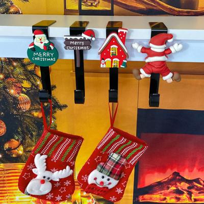 Christmas Stocking Holder No-Drill Metal Hook with Protective Pads L Shaped Stocking Holder Hook for Xmas Party Mantel Decoration