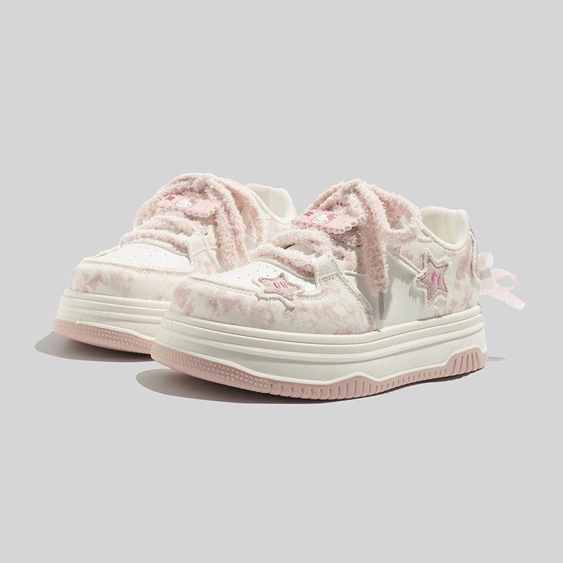 Stilvolle Damen-Sneaker Weiß Low-Top: Vielseitige Frühlingsmode mit dicken Sohlen
