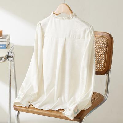 New Chinese Embroidered Shirt Floral Embroidery Bead Design Disc Buckle Tang Clothing Top