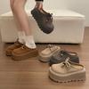 Baotou Half Slippers Women's Autumn Outside Wear All-match Inside Heightening Trifle Platform Heel-free Loafers