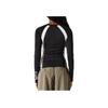 Nike Sportswear Color Block Logo Slim Fit Long Sleeve T-Shirt Women Tops Black DM6081-010
