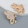 Pinkdudu Mode Symmetrische 3 Farbe Strass Schmetterling Ohrstecker Nette Zirkon Insekt Ohrring für Frauen Schmuck PD1324