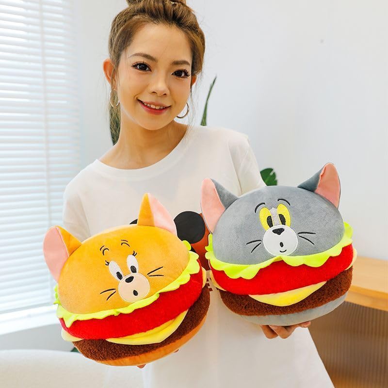 Hamburgerförmiges Plüschpuppen-Körperkissen, Lustige Spielpuppe, Beruhigendes Spielzeug für Kinder, Flauschig und niedlich, Weich, Perfekt für Halloween, Weihnachten, Geburtstage oder