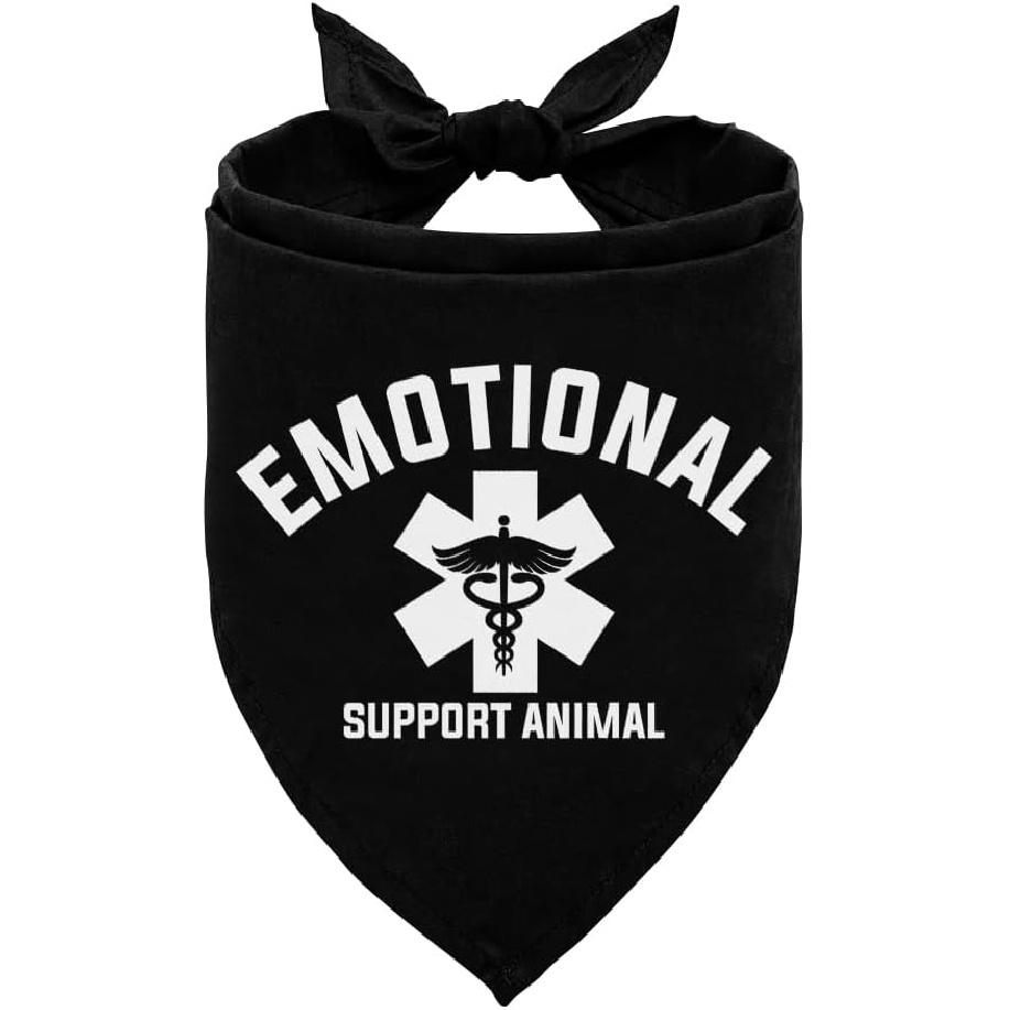 Emotional Support Animal Dog Bandana, Dog Scarf, Holiday Dog Bandanas, Dog Bandana for Small Medium Large Dogs, Black Dog Bandana, Gift for Dog чёрный
