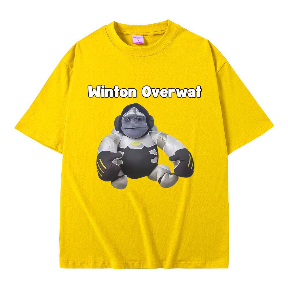 Winton Overwat Monkey Funny Meme Tshirt Men Women Fashion Oversized Short Sleeve T Shirts Male Casual Vintage Cotton Tshirts
