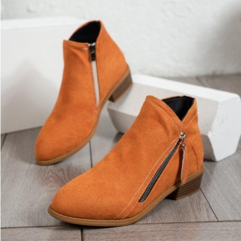 Women's Shoes, Thick-heeled Ankle Boots, Thin Nude Boots