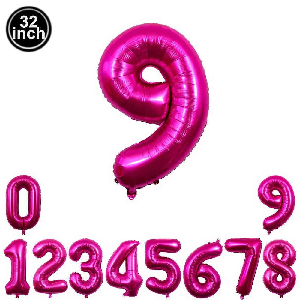 40inch Hot Pink Rose Foil Number Balloons Girls Birthday Pink Large Number Balloon Birthday Wedding Baby Shower Party Decor