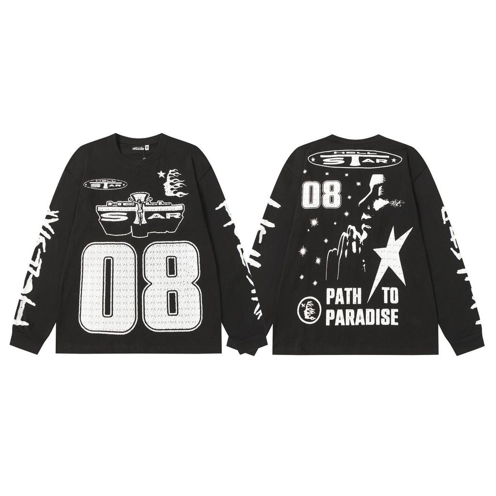 Cross 2025 Hellstar Trendy High Street Loose Long Sleeve Hoodie for Men & Women – Autumn Wear