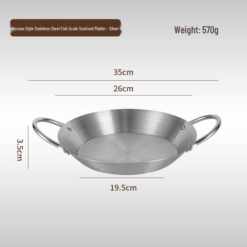 Stainless Steel Double Ear Flat Bottom Plate for Seafood, Spicy Crayfish, Pasta, and Fried Chicken.