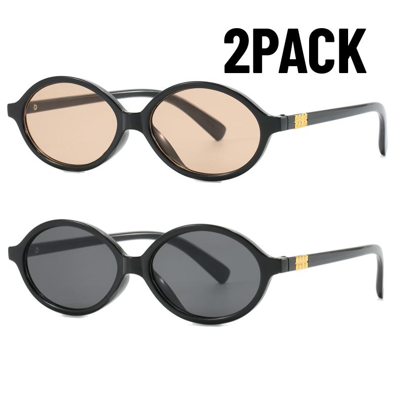 2PACK Sexy Small Oval Sunglasses for Women  Brand Designer Fashion Luxury Shades UV400 Black Eyewear Men Vintage Sun Glasses