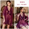 Women's Plus Size Sheer Mesh Bow Backless Sleep Dress with Robe Lingerie Set