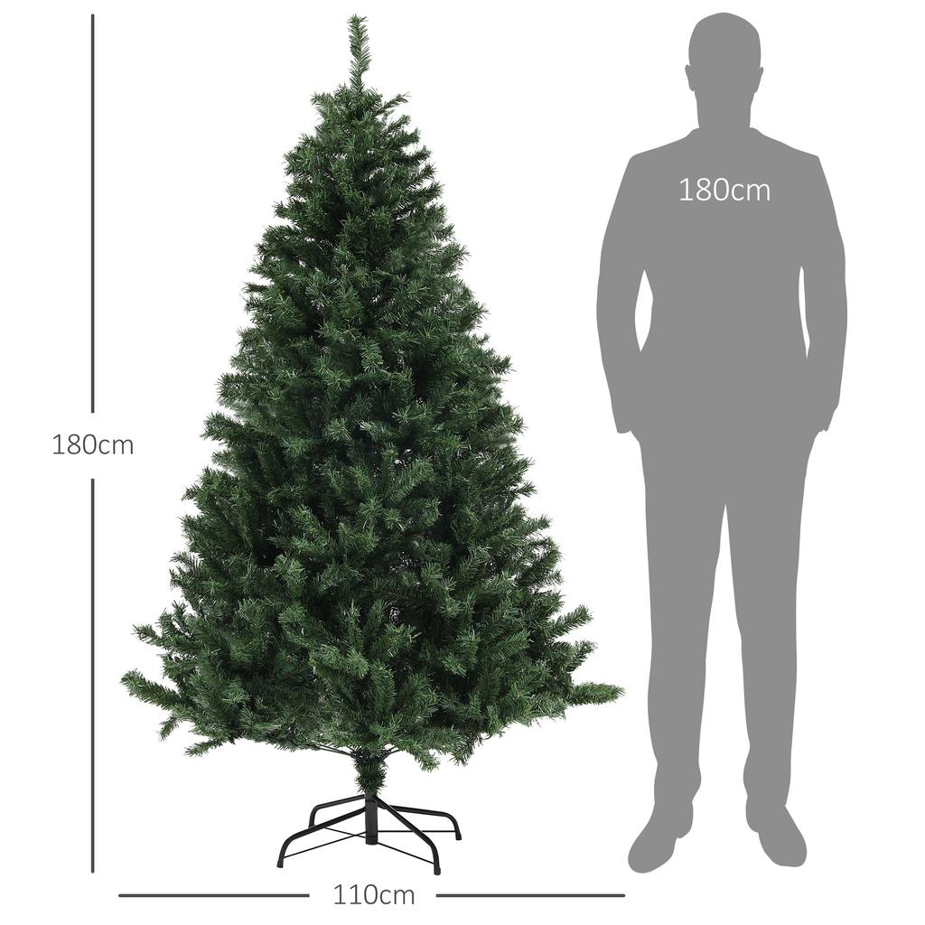 Artificial Christmas Tree diameter 110 x 180 cm with 1000 Steel and Green Plastic Branches