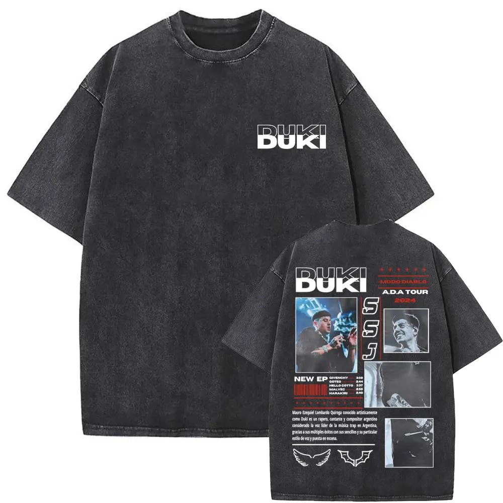 Washed Vintage Rapper Duki ADA Tour  T Shirt Mens Hip Hop Oversized Short Sleeve Tshirt Men Fashion High Quality Streetwear