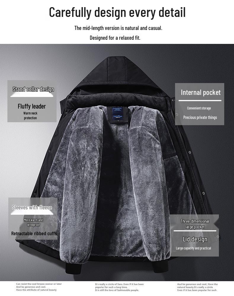 Middle-Aged & Elderly Men's Fleece-Lined Cotton Jacket - Warm, Thick Autumn & Winter Wear for Dad & Grandpa