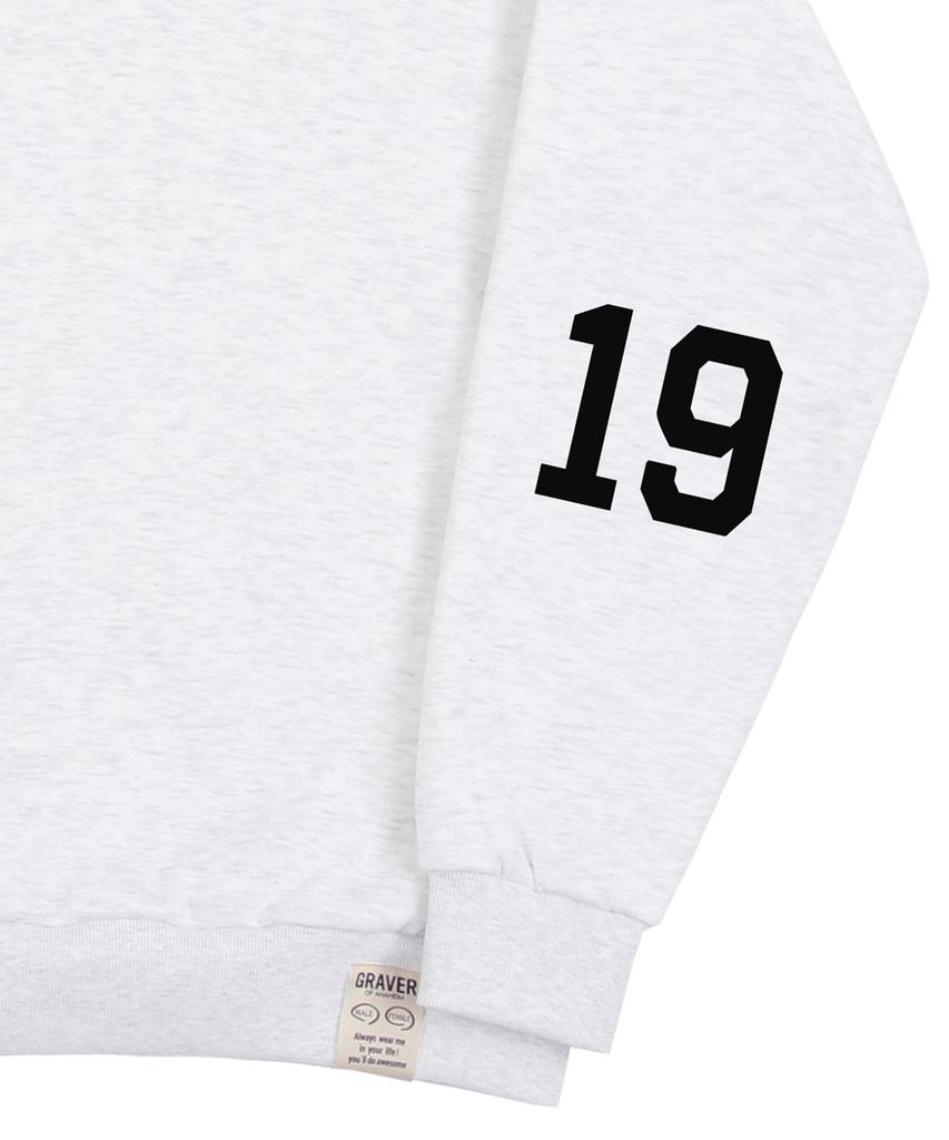 GRAVER [Unisex] Elbow 1968 Logo Sweatshirt_Melange White