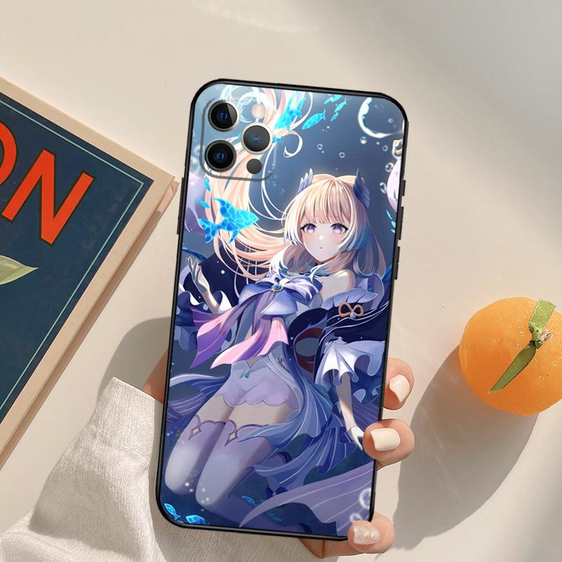 Genshin Impact Sangonomiya Kokomi Funda Case For iPhone 14 15 16 Pro Max 11 12 13 Pro Max Mini XR 16 15 Plus 16e Phone Cover