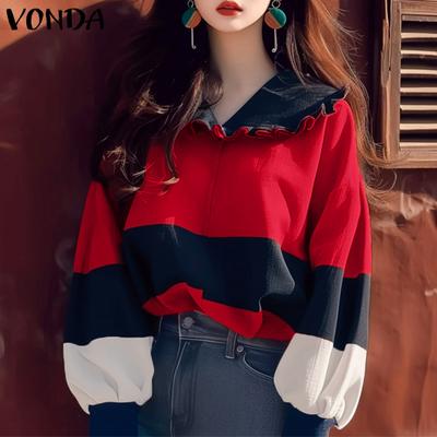 Damen Herbst Revers Kontrastfarbe Langarm Blusen