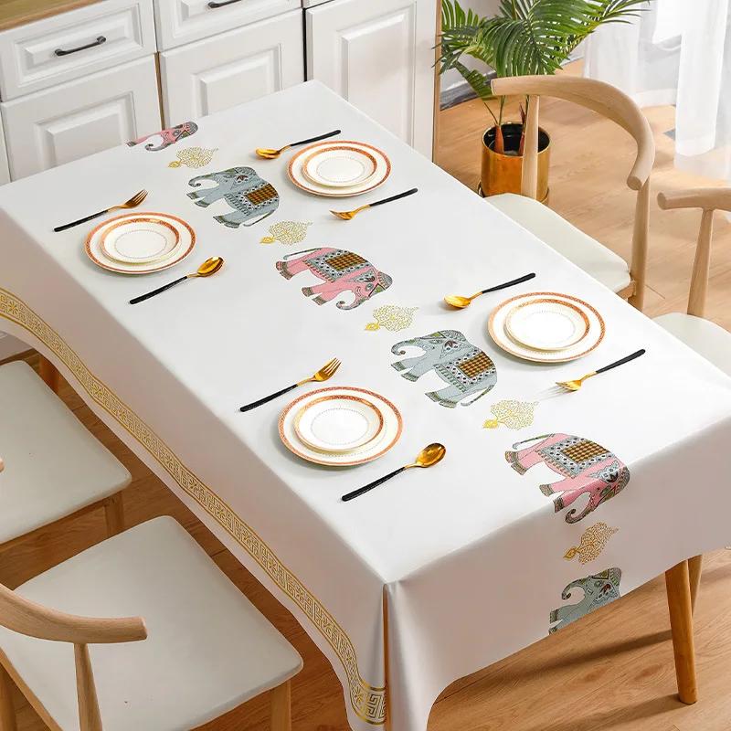 Neue hochwertige PVC-Tischdecke Wasserdicht Ölfest Verbrühschutz Einweg Leichter Luxus Rechteckige Tischdecke