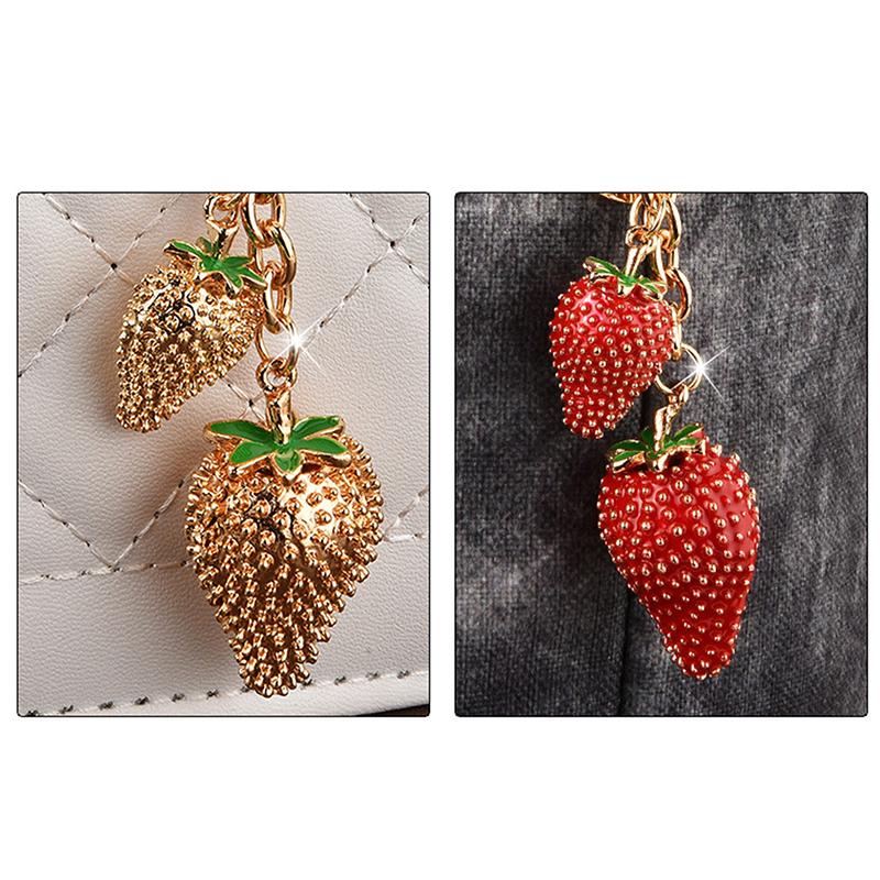 Fashionable Strawberry Pendant Keychain For Women Girls Cute Trendy Charm Keyring Car Key Ring Backpack Decoration Gifts