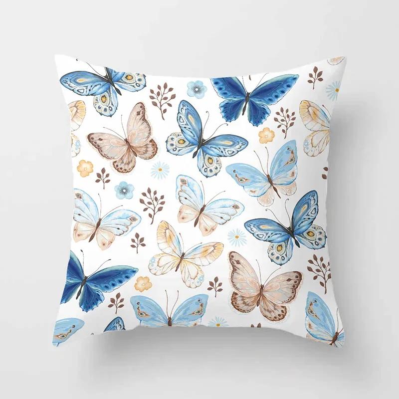 Dekorativní domácí polštáře Retro motýl Měkký povlak na polštář pro obývací pokoj Na pohovku Povlak na polštář x Polštář 89P