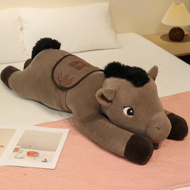 

Giant Gentle Lying Horse Plush Toy Horse Sofa Pillow Comfortable Fluffy Cartoon Horse Doll Huggable Animal Lovely Room Decor Xmas Present 70cm коричневый