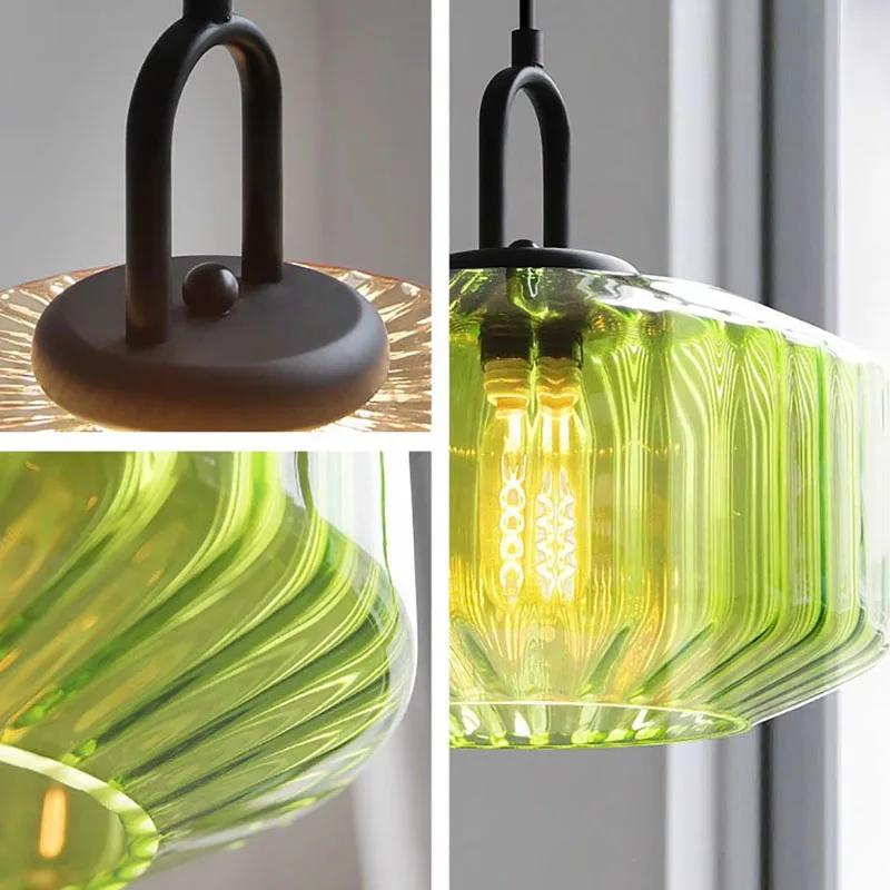 Retro Colour Glass Pendant Light Nordic Loft Hanging Indoor Decor Lights LED Fixtures E27/E26 for Bedroom Restaurant Lamp