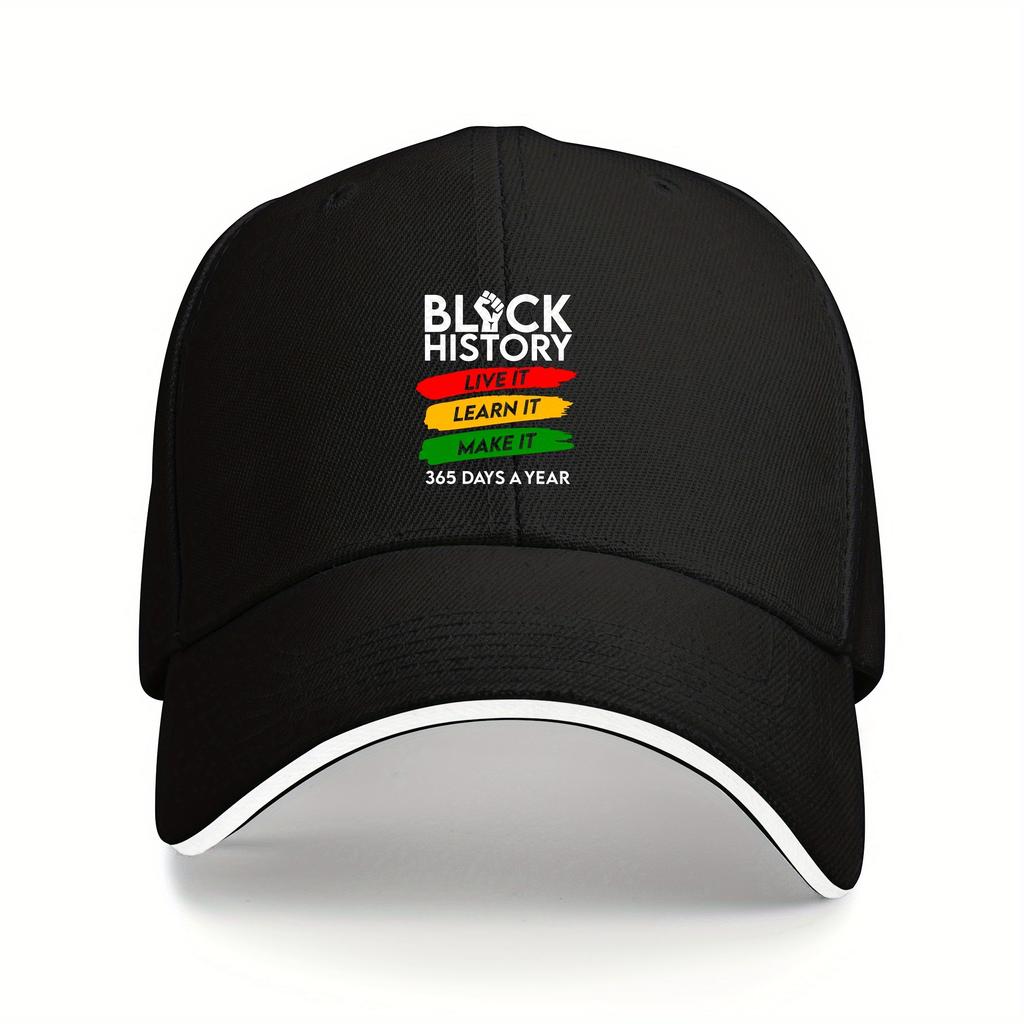 Black History Live Learn Make Adjustable Baseball Cap Polyester Cultural Pride Hat Casual Unisex