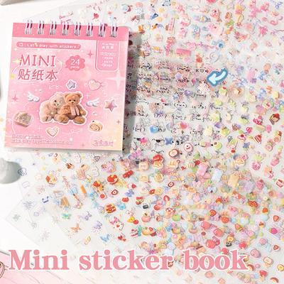 Cartoon Mini Sticker Book Tiny Pet Food Stickers Book Children Girls Nail Sticker Decor Diy Notebook Scrapbook Planner Decals