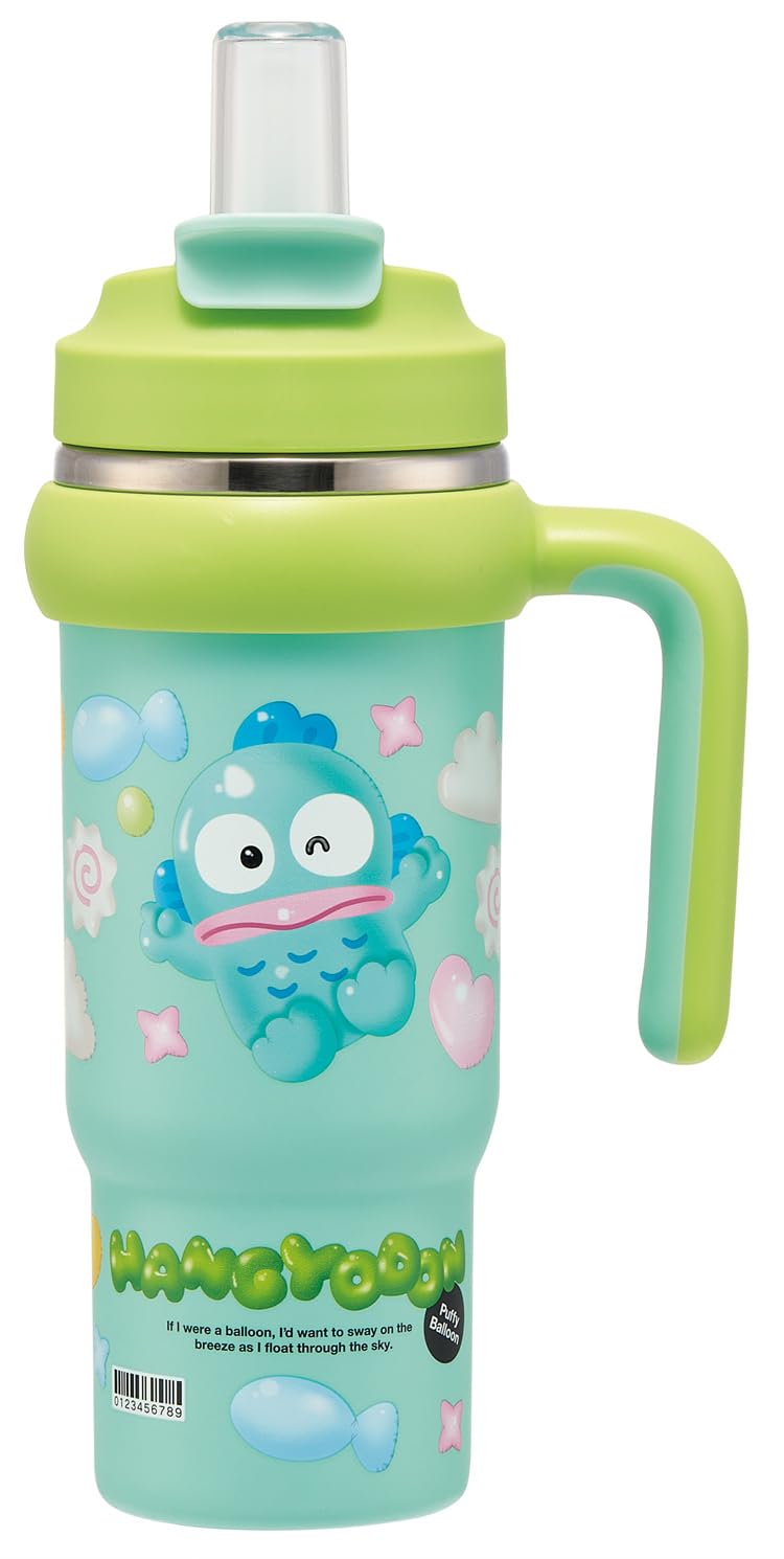 

Стакан-термос для смузи с трубочкой Sanrio Hangyodon, надувной, 830 мл, с изоляцией, для холодных/горячих напитков, с ручкой, 2 способа питья, дизайн, STSTB9-A