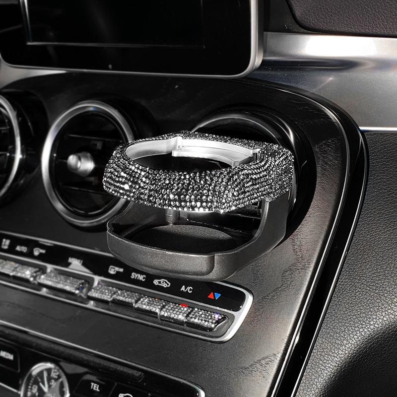Rhinestone Car Cup Holder Universal Crystal Diamond Beverage Mount Stand Auto Outlet Air Vent Cup Holder Rack Car
