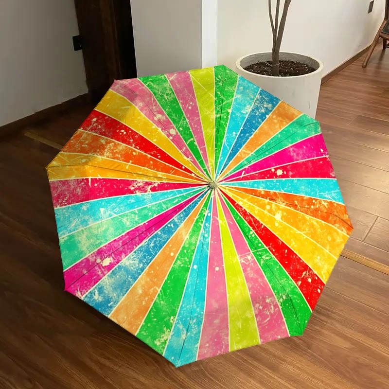 

Colorful Sunburst Folding Umbrella - Auto Open Close, Portable Design, 8-Rib Iron Frame, , Festive Gift for Fans, Travelers, Daily Use112113