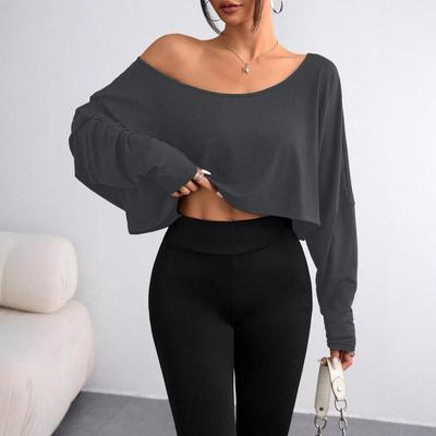 2025 Trendiges Europäisches Off-Shoulder Damen Lockeres Basis-Oberteil