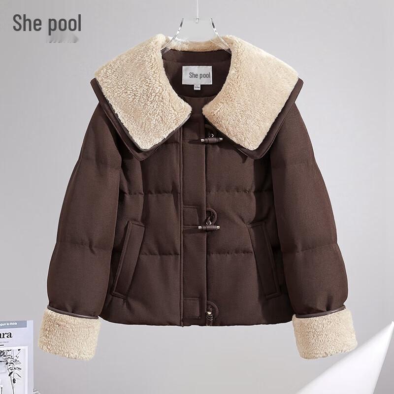 

Women s Retro Lapel Patchwork 90% Duck Down Jacket S