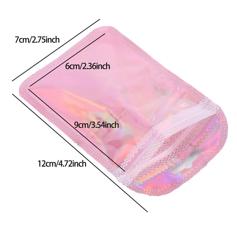 50 Stück schillernde Ziplock-Beutel, transparente Laser-Kunststoff-Wiederverschließbare Beutel für Schmuck-Display, Bastelarbeiten, Nägel, Wimpern