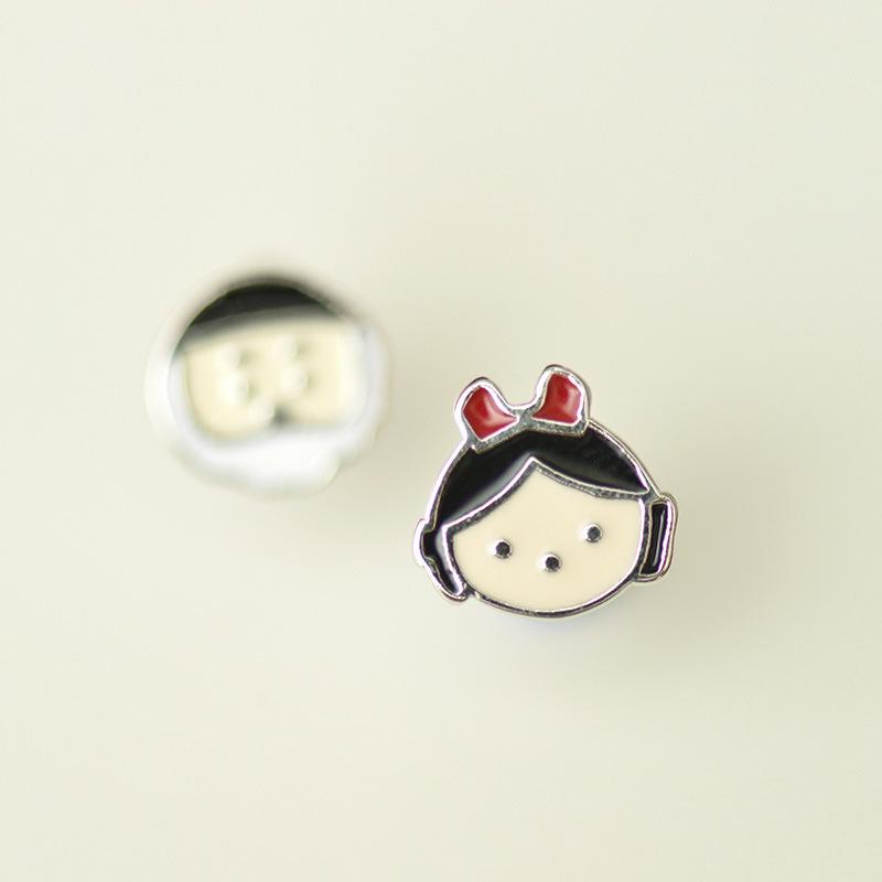 Versatile Cute Cartoon Asymmetrical Earrings for Women - Christmas Drip Glaze Boy Girl Studs