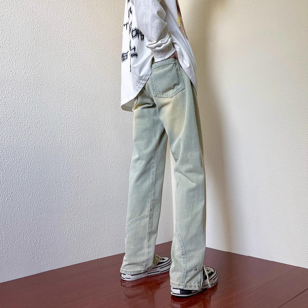 JYL Men s Jeans American Zip High Street Vibe Niche Slim Straight Denim M