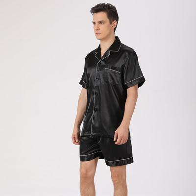 European Men's Breathable Ice Silk Pajama Set - Loose Fit, Short-Sleeved, Short Set for Summer