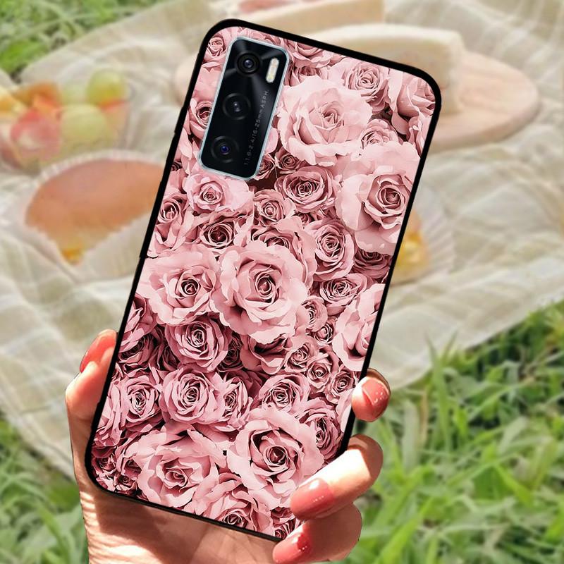 För Vivo V20 SE Fodral Skydd V2022 V2023 Silikon Mjuk Marmor Svart Stötfångare Funda Coque för Vivo V20 2021 V 20 V20SE V2025 V2024