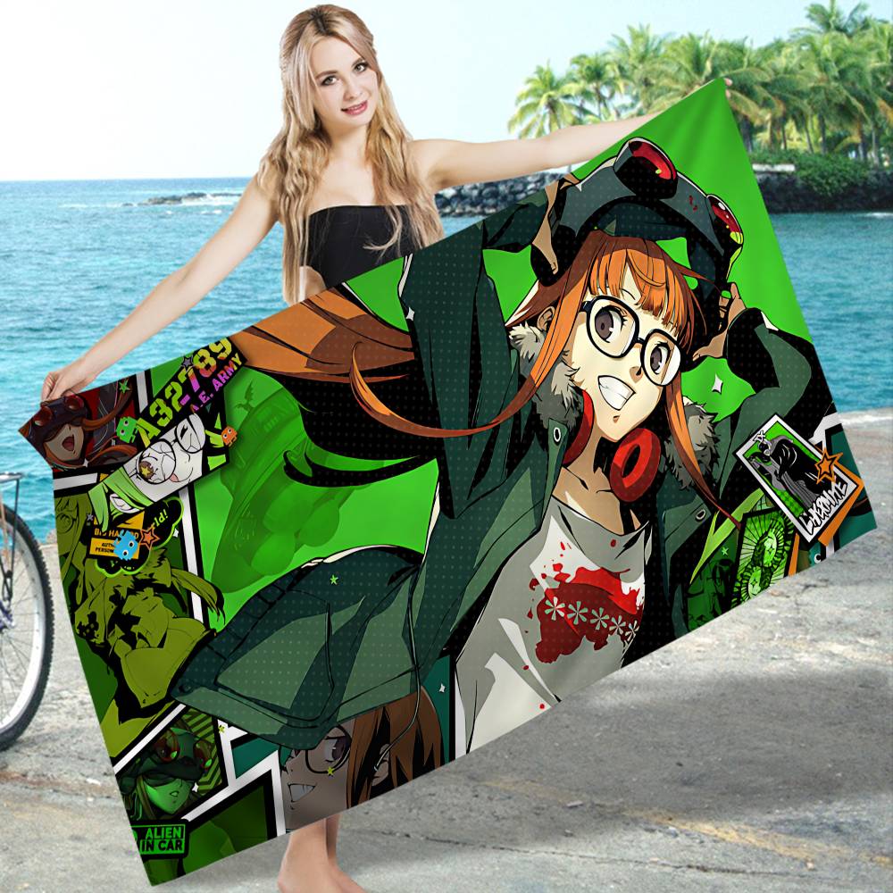 Hot Video Game P-Persona 5 Anime Beach Swimming Towel Soft Absorbent Washcloth Children's Gifts for Kids Travel Camping Gym
