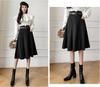 NEZIH and Pleated Skirt with Solid Flared Stylish Women's Knee-Length Skirt, Spring, Autumn, Winter, High-Waisted, A-Line, Belted, Pockets, Elegant,