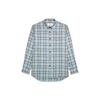 Plaid Square Collar Button U-Shaped Hem Long Sleeve Shirt Men Shirts Blue HJK228VI0010-445