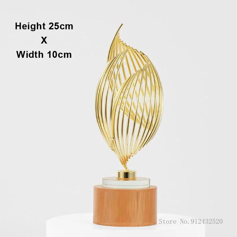 

Customization Creative Premium Art Metal Trophy Enterprise Excellent Employee Award, Crystal Base Wood Engraving Home Decoration 1pc
