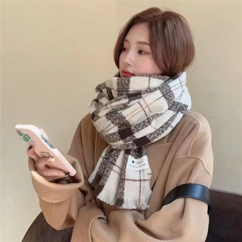 Korean Style Meteor Shower Plaid Scarf for Men and Women Korean Style Fashionable Autumn and Winter Style  Versatile Trend