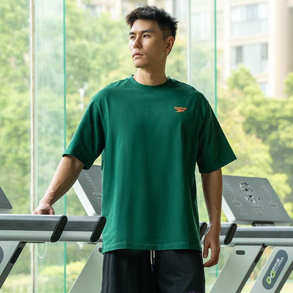 Reebok Sports Lifestyle Series Solid Color Casual Round Neck Short Sleeve T-Shirt Unisex Tops Green 24SRM421UGL1