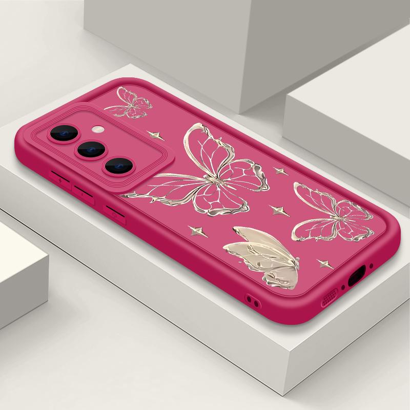 For Samsung S25 Ultra S24 FE S23 S22 A56 A36 A55 A16 A15 A35 Case Butterfly Print Soft Silicone Shockproof Lens Protection TPU Matte Phone Cover