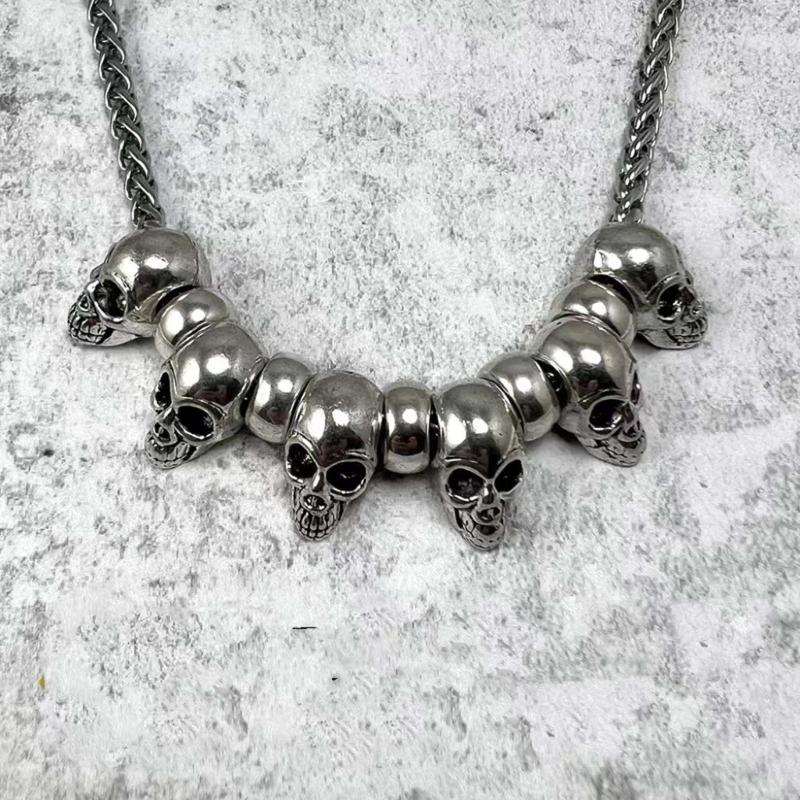 Metal Skull Pendant Necklace Punk Style Choker Necklace Hip Hop Clavicle Chain Necklace Gothic Jewelry for Eboy Men