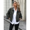 Autumn Vintage Lantern Sleeve Denim Jacket Women's Casual Streetwear Single Breasted Loose Short Jean Jackets