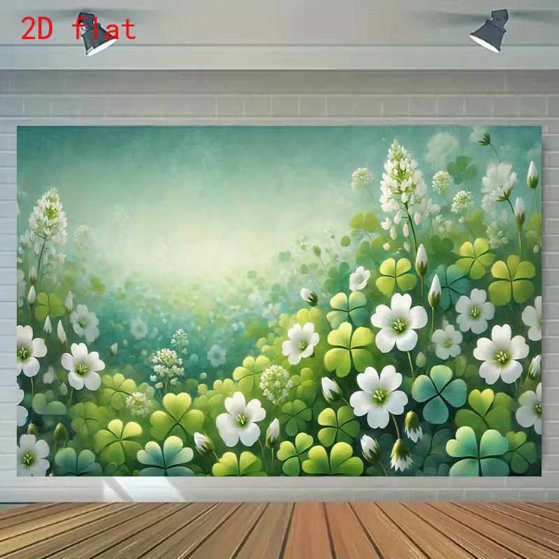 2D Soft Green Lucky Clover Nature Scenic Themed Backdrop