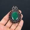 Lab-Created Emerald Gemstone Pure Copper Wire Wrapped Handmade Pendant Jewelry